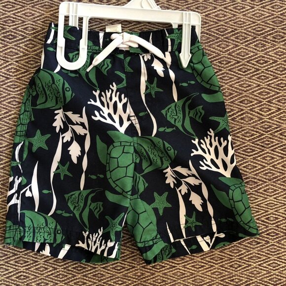 Janie And Jack Boys Green And Navy Turtle Board shorts 18-24 Months - Picture 1 of 3